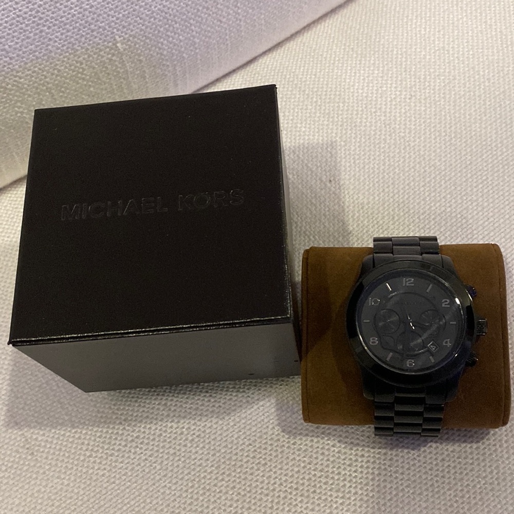 Michael Kors Mens Chronograph Stainless Steel Black Tone Watch
